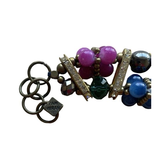 Pam Hiran Anthropologie Bracelet Glass Beaded Crystal Rhinestone Adjustable - Picture 3 of 4